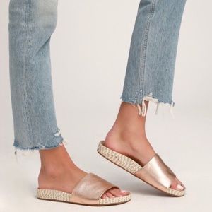 Anthropologie Splendid rose gold espadrille slides